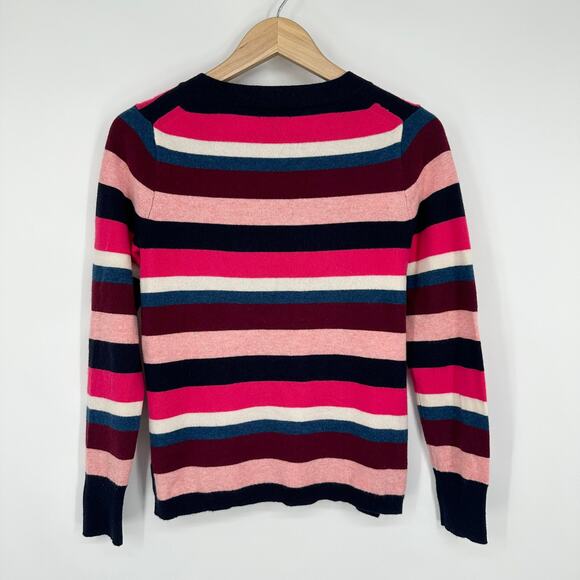 J. Crew 100% Cashmere Everyday Striped Sweater Top Crew Neck Pullover - Picture 7 of 13